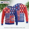 Chicago Cubs Ugly Christmas Sweater Santa Dabbing Cubs Design