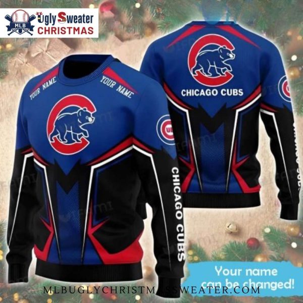 Custom Chicago Cubs Sweater – Black And Blue Bear Design