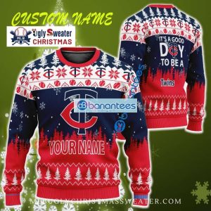 Custom Minnesota Twins Snowy Trees Ugly Christmas Sweater