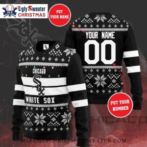 Custom Name Chicago White Sox Snowflake Ugly Christmas Sweater