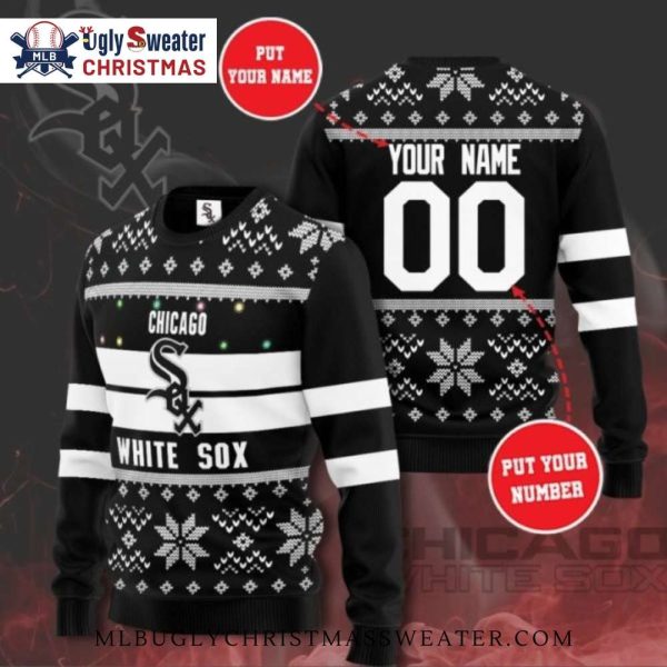 Custom Name Chicago White Sox Snowflake Ugly Christmas Sweater