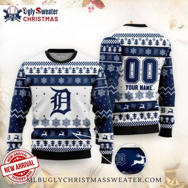 Custom Name Detroit Tigers Winter Wonderland Ugly Sweater