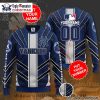 Custom Name And Number Yankees Ugly Sweater With Gray Stripes