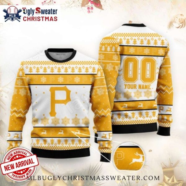 Custom Name White And Gold Pittsburgh Pirates Ugly Sweater