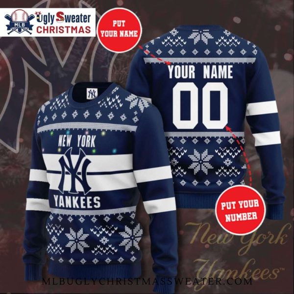 Custom New York Yankees Snowflake Ugly Christmas Sweater