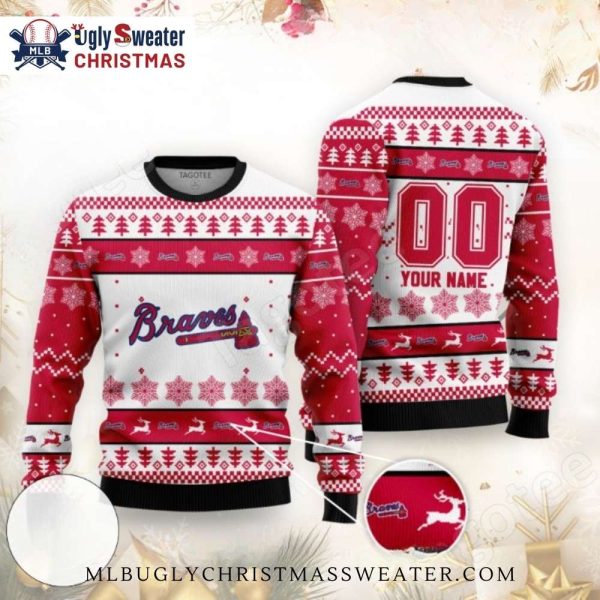 Customizable Braves Reindeer Red Christmas Sweater