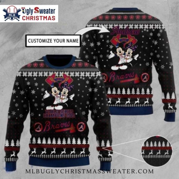 Customizable Mickey World Series Atlanta Braves Ugly Sweater