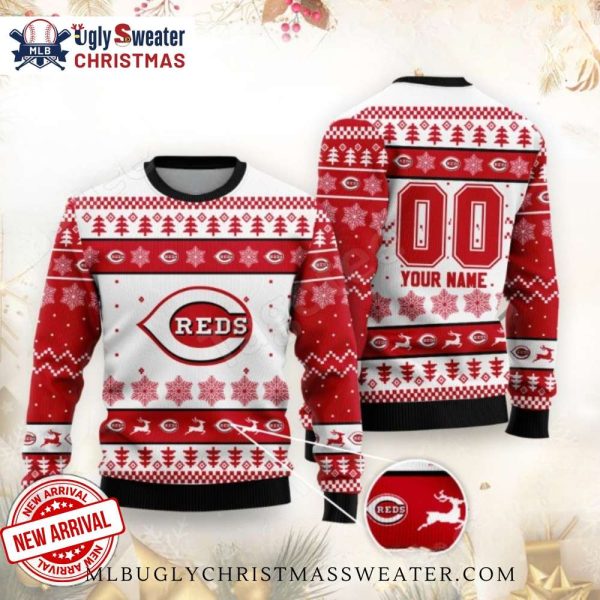 Customizable Name Cincinnati Reds Ugly Christmas Sweater