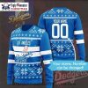 Dodgers Mascot Black Snowflake Ugly Christmas Sweater