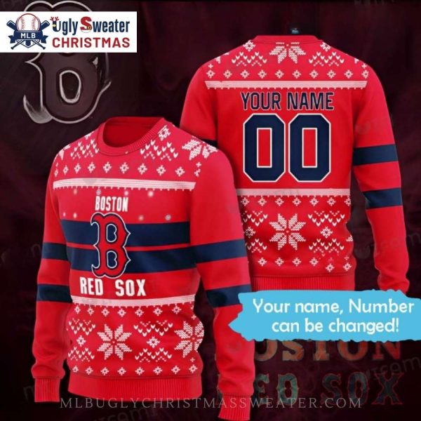 Customizable Red Sox Christmas Sweater With Name Number