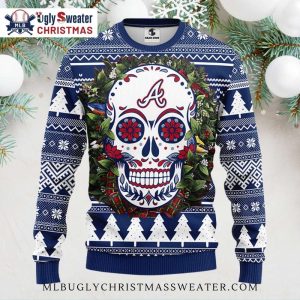 Day Of The Dead Skull Atlanta Braves Ugly Sweater