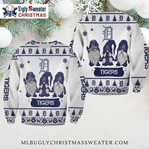 Detroit Tigers Gnome Family Christmas Ugly Sweater