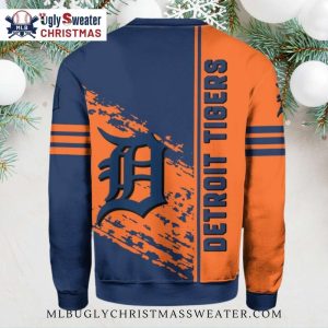 Detroit Tigers Striped Winter Logo Ugly Christmas Sweater 2