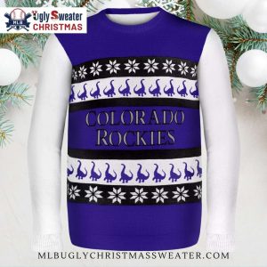 Dinosaur Pattern Colorado Rockies Ugly Christmas Sweater