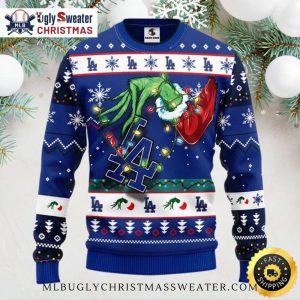 Dodgers Grinch Stealing Christmas Lights Ugly Sweater