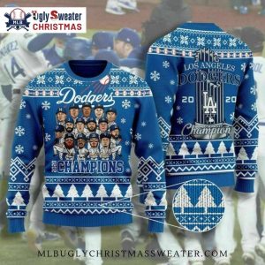 Dodgers Team Champions Blue Christmas Ugly Sweater