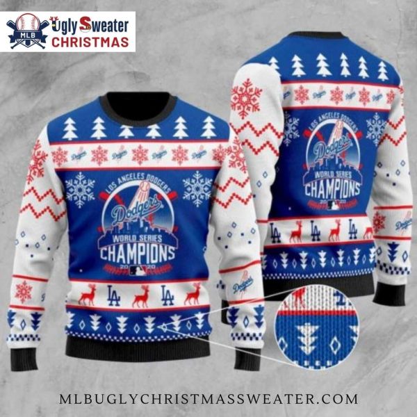 Dodgers World Series Champions Ugly Xmas Sweater