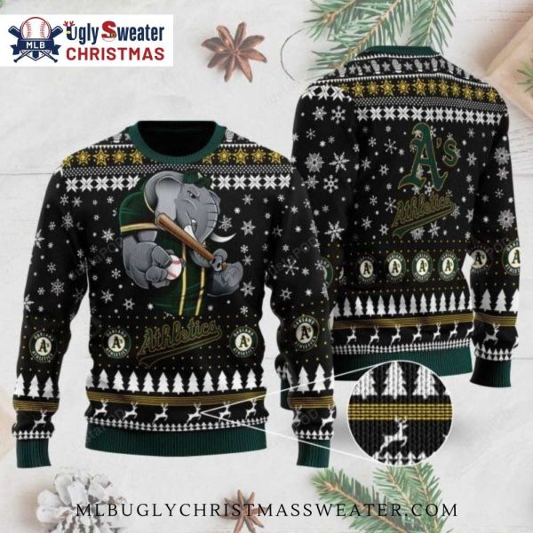 Elephant Mascot Oakland Athletics Ugly Christmas Sweater