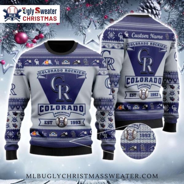 Est 1993 Personalized Colorado Rockies Ugly Christmas Sweater