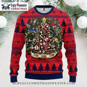 Festive Baseball Wreath Boston Red Sox Ugly Christmas Sweater