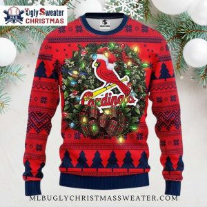 Festive Wreath St. Louis Cardinals Christmas Sweater