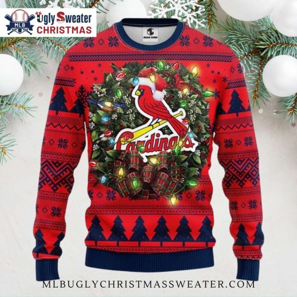 Festive Wreath St. Louis Cardinals Christmas Sweater