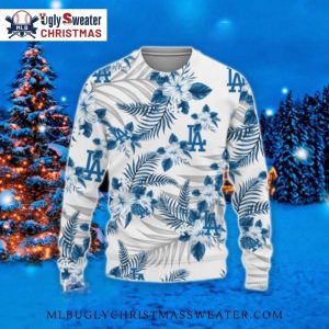 Floral Pattern Los Angeles Dodgers Ugly Christmas Sweater