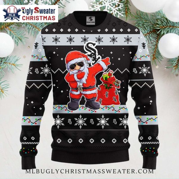 Funny Chicago White Sox Santa Dab Ugly Christmas Sweater