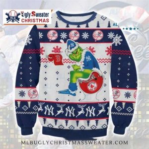 Funny Grinch Boston Rivalry Yankees Ugly Christmas Sweater