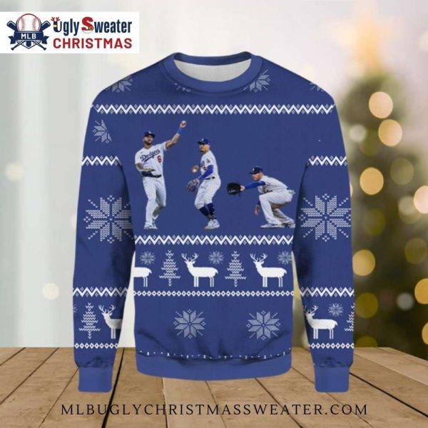 Funny LA Dodgers In-Game Action Ugly Christmas Sweater