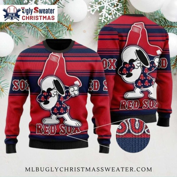 Funny Snoopy Dabbing Boston Red Sox Ugly Christmas Sweater