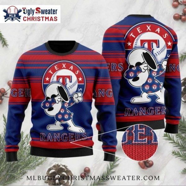 Funny Texas Rangers Snoopy Dab Ugly Christmas Sweater