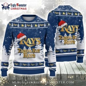 Gold Logo Tampa Bay Rays Santa Ugly Christmas Sweater