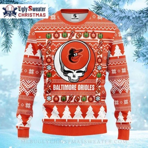 Grateful Skull Baltimore Orioles Christmas Sweater