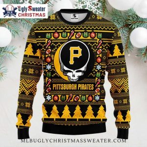 Grateful Skull Pittsburgh Pirates Christmas Ugly Sweater