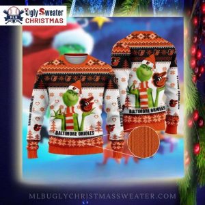 Grinch And Orioles Logo Baltimore Orioles Xmas Sweater