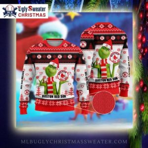 Grinch Boston Red Sox Ugly Sweater In Red And White