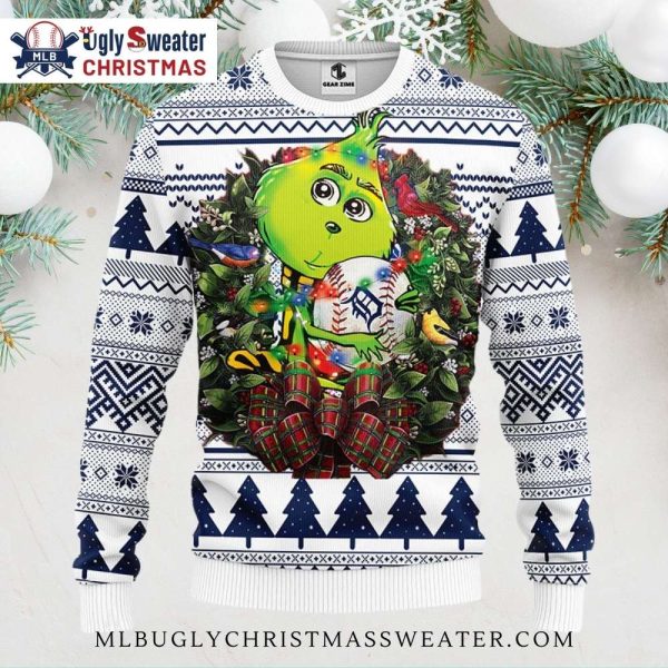 Grinch Detroit Tigers Baseball Wreath Ugly Sweater