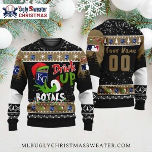 Grinch Drink Up Kansas City Royals Personalized Ugly Christmas Sweater