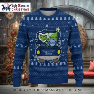 Grinch Driving Tampa Bay Rays Christmas Truck Ugly Sweater