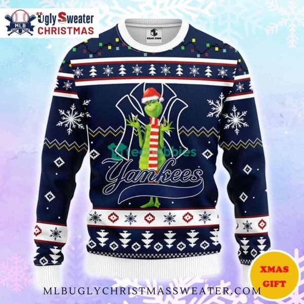 Grinch In NY Yankees Logo Ugly Christmas Sweater