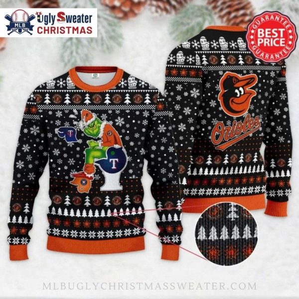 Grinch Orioles Toilet Prank Ugly Xmas Sweater