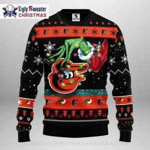 Grinch Stealing Christmas Lights Baltimore Orioles Ugly Sweater 1