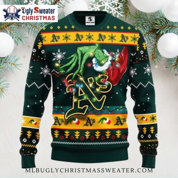 Grinch Stealing Christmas Oakland Athletics Ugly Sweater