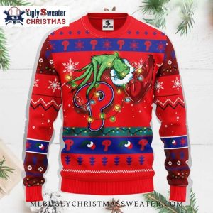 Grinch Stealing Christmas Phillies Red Ugly Sweater