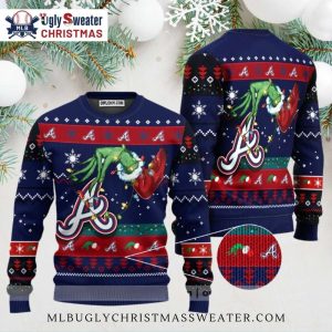 Grinch-Themed Atlanta Braves Ugly Christmas Sweater