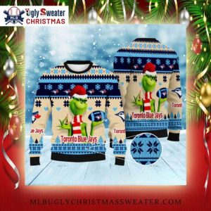 Grinch With Football Toronto Blue Jays Christmas Sweater