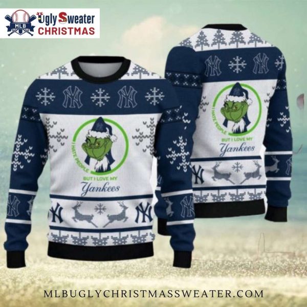 Grinch Yankees Green But I Love My Yankees Ugly Sweater