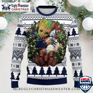 Groot Yankee Ball Wreath Ugly Christmas Sweater