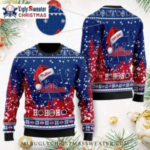 Ho Ho Ho Phillies Christmas Sweater With Santa Hat